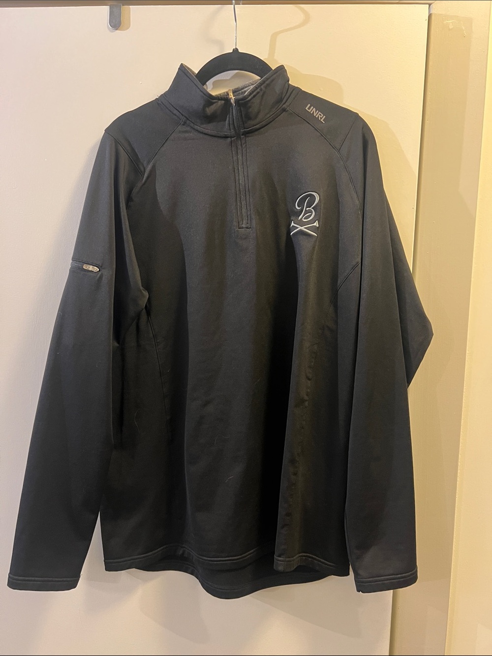 UNRL Men's Black Lightweight Half-Zip Shirt Jacket